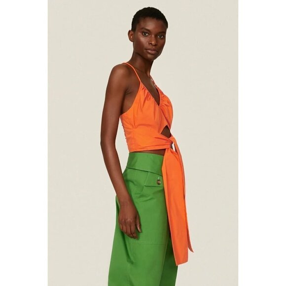 Tanya Taylor Cecil Crop Top in Orange Womens Sleeveless Tank - Picture 13 of 13